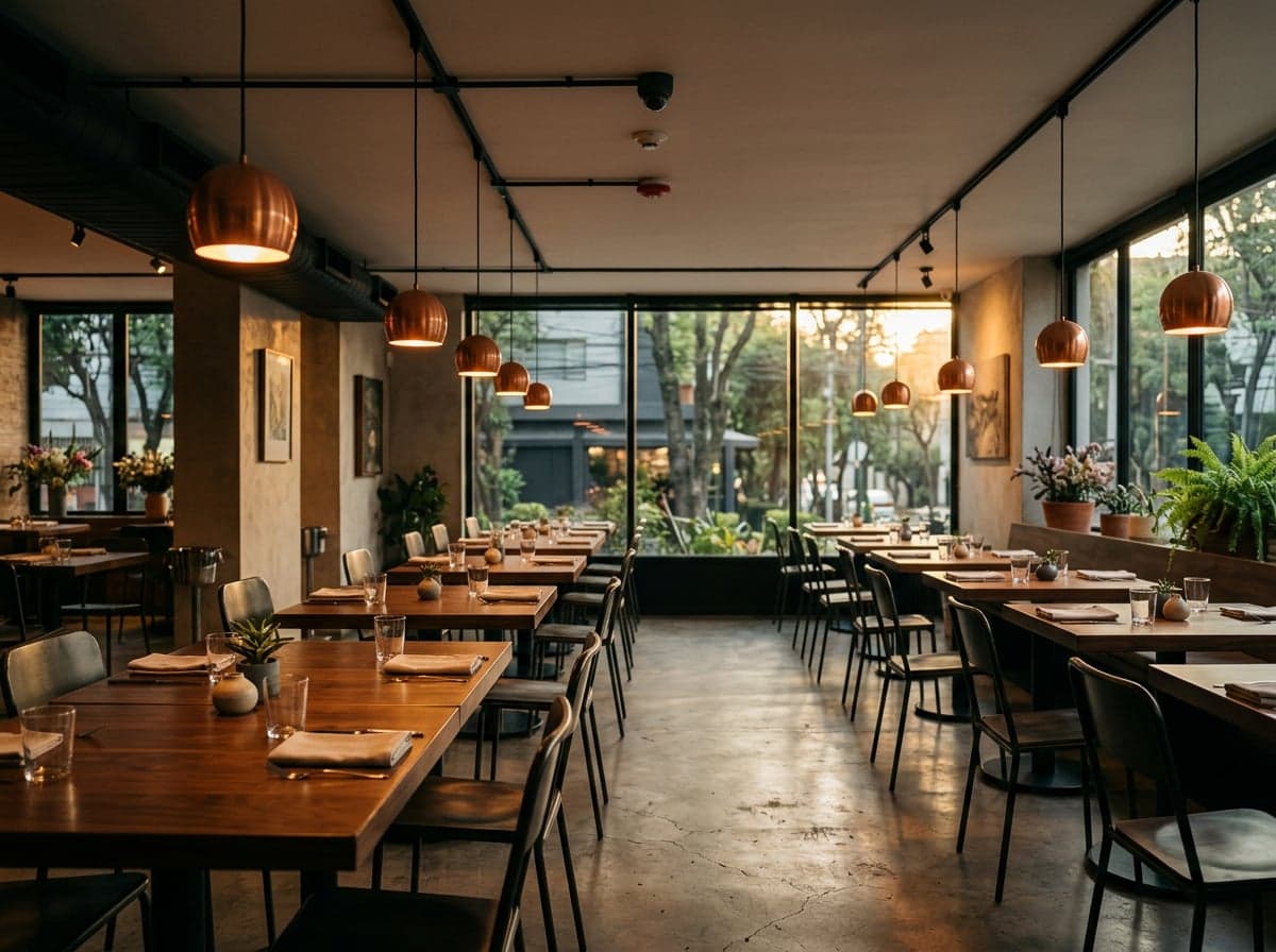 Restaurante moderno con sistema de videovigilancia profesional