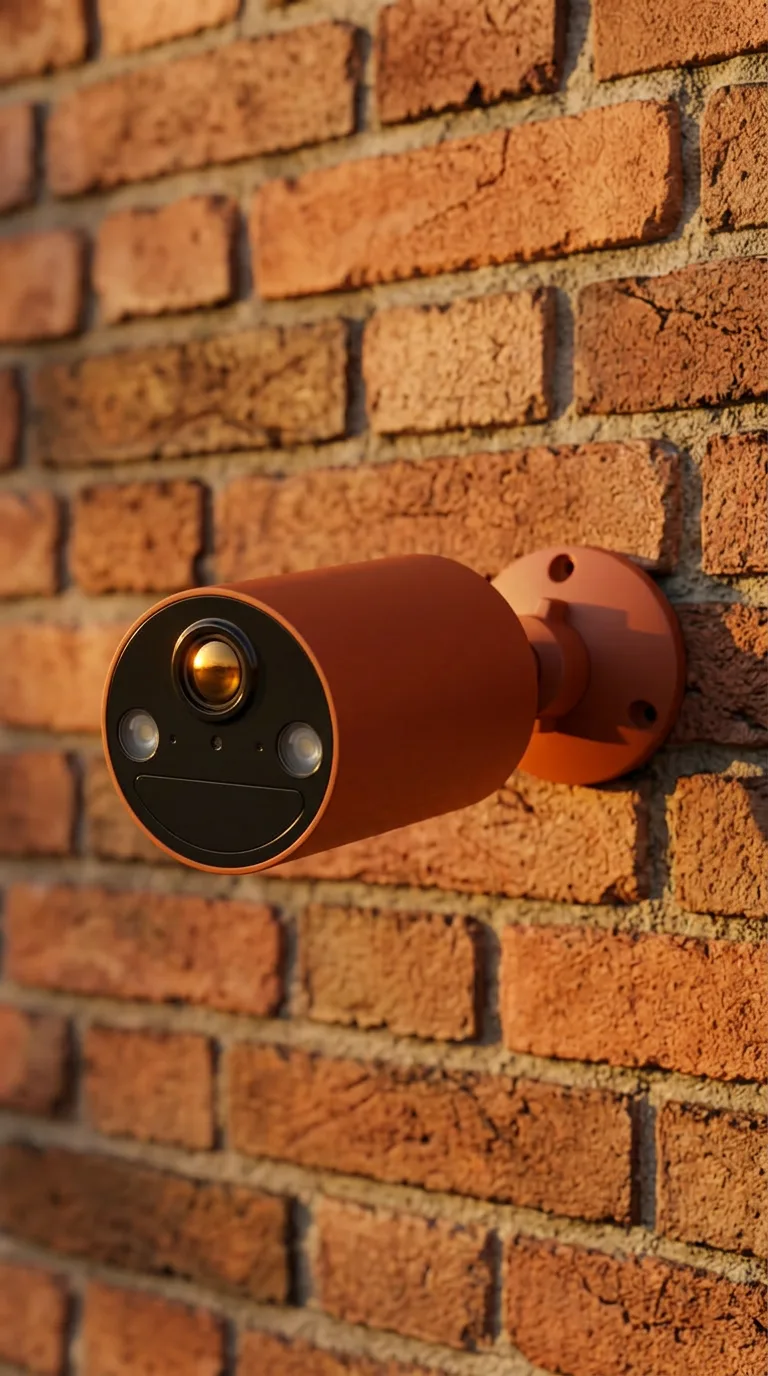 Cámara en acabado terracota sobre muro de ladrillo